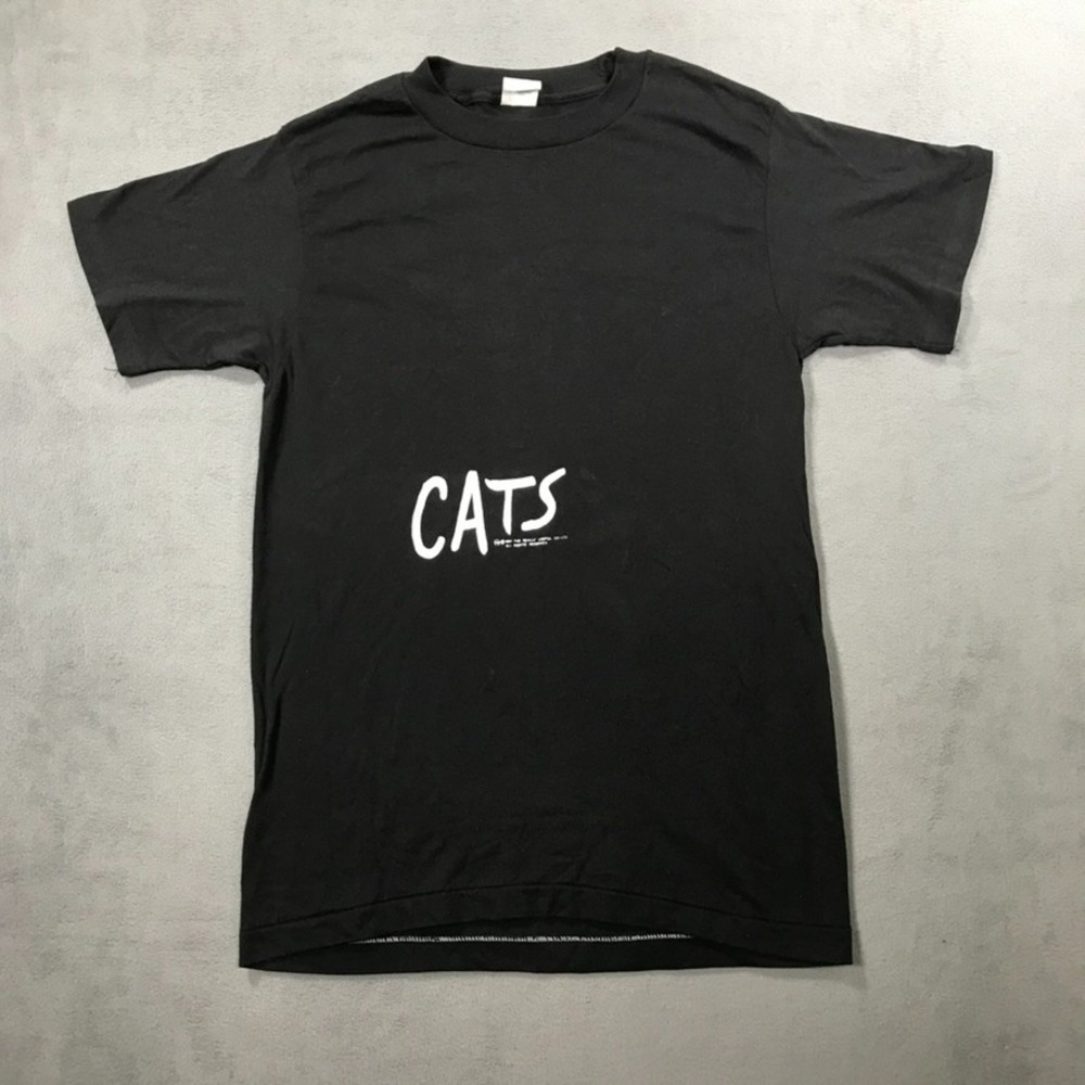 Vintage Cats Musical Shirt Mens M Black 1981 Broadway Theater 80s Single Stitch